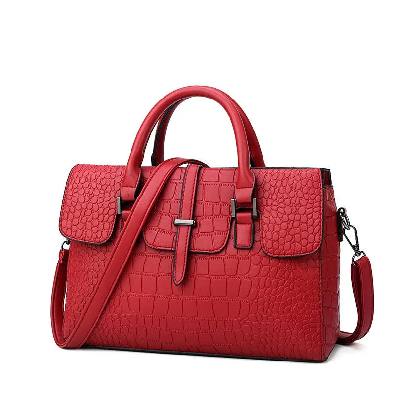 Embossed stone pattern handbag