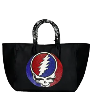 Everyday Vegan Leather Tote - Hand Painted The Grateful Dead
