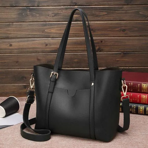 Famous Brands Vegan Women Tote Handbag- Black