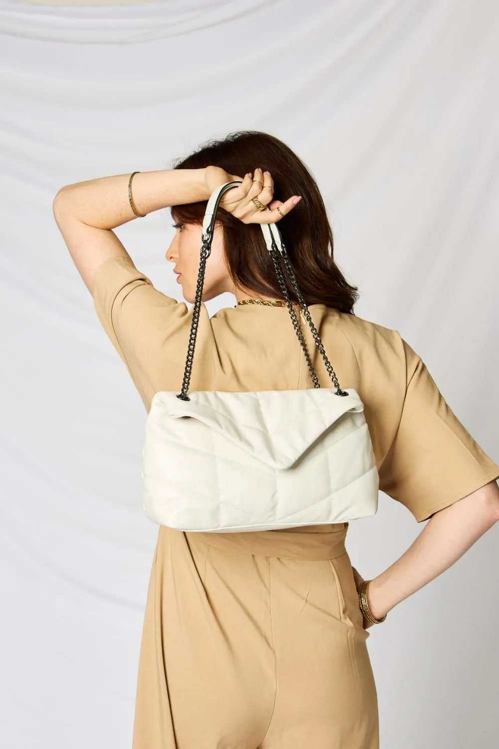 Faux Leather Chain Handbag