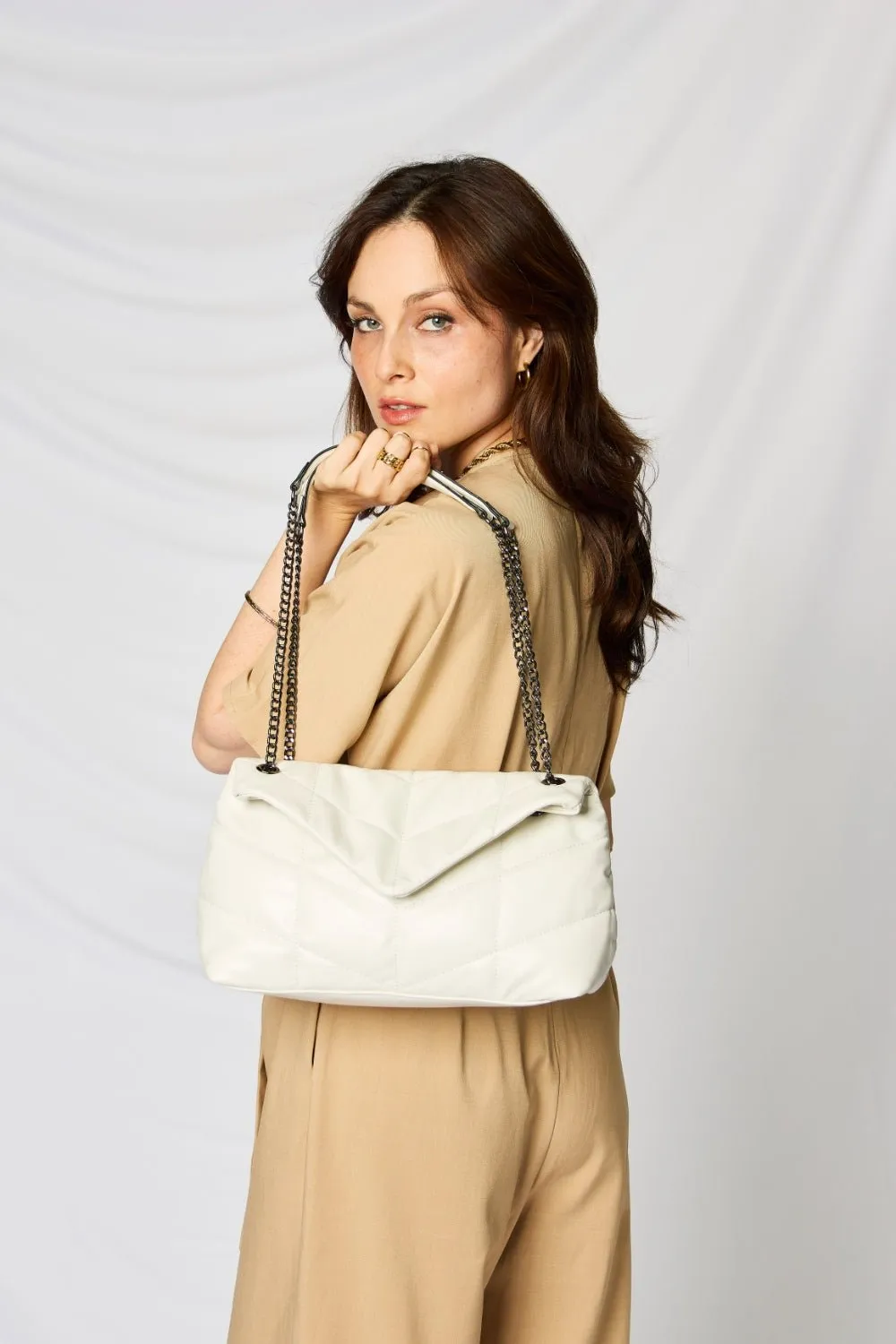 Faux Leather Chain Handbag