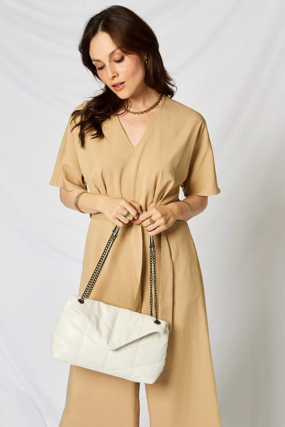 Faux Leather Chain Handbag