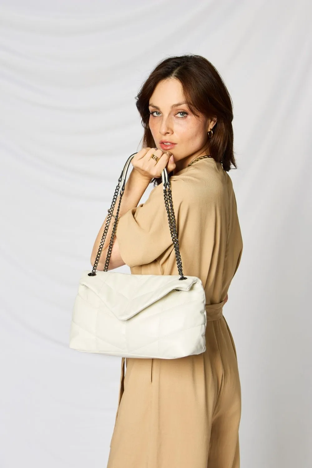 Faux Leather Chain Handbag