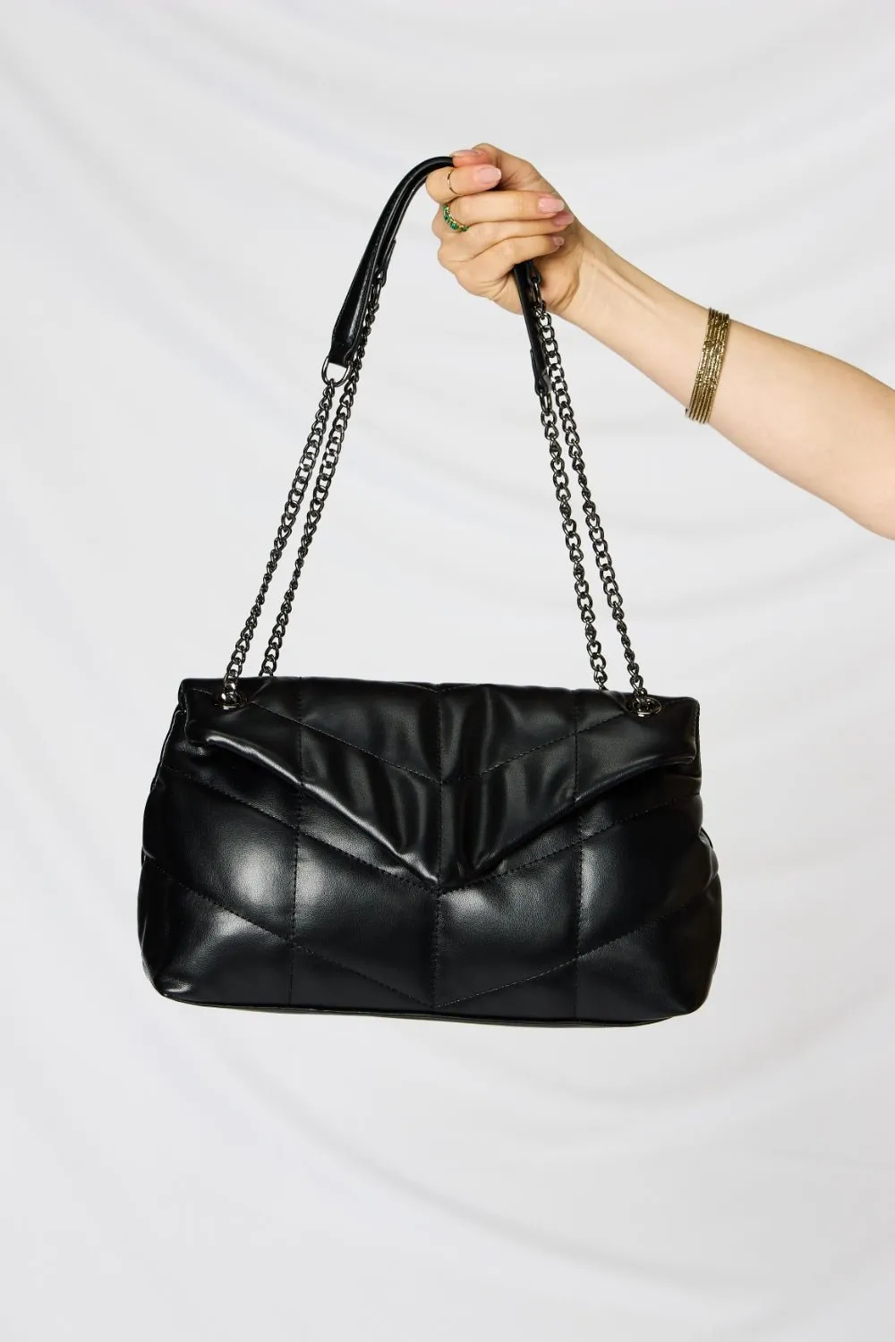 Faux Leather Chain Handbag