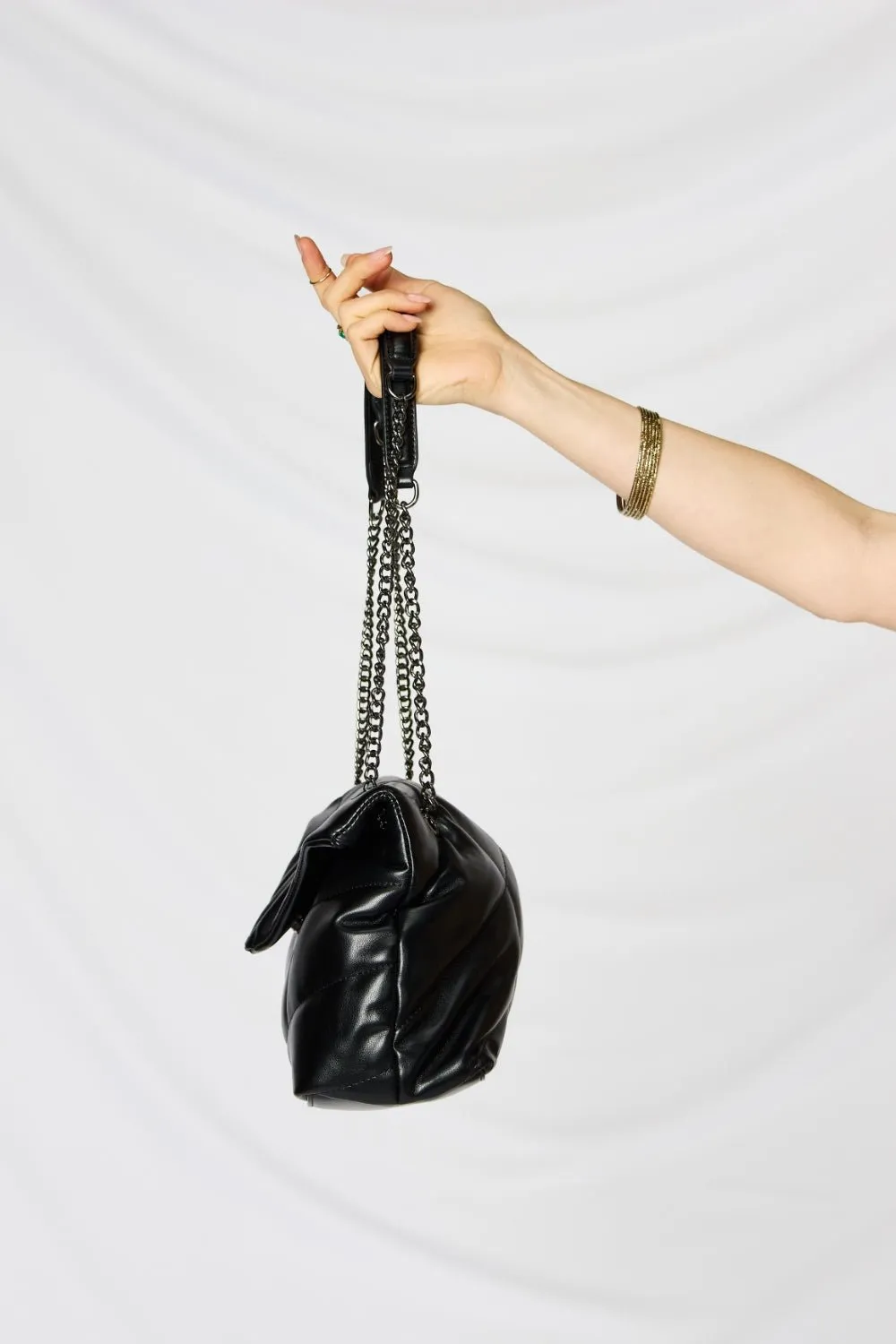 Faux Leather Chain Handbag