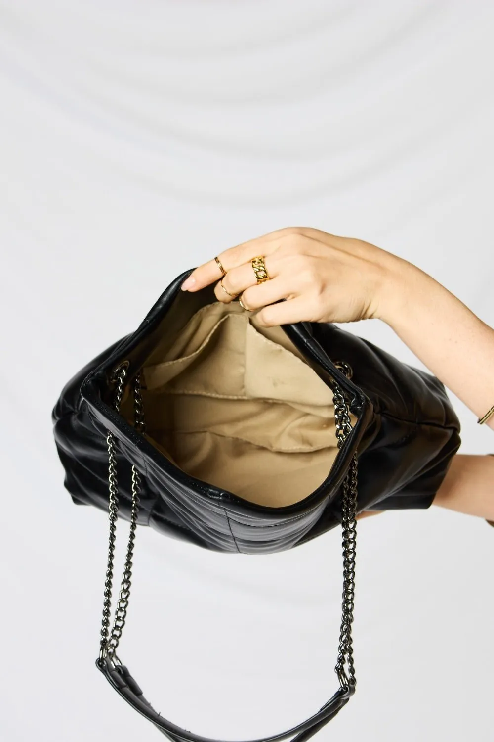 Faux Leather Chain Handbag