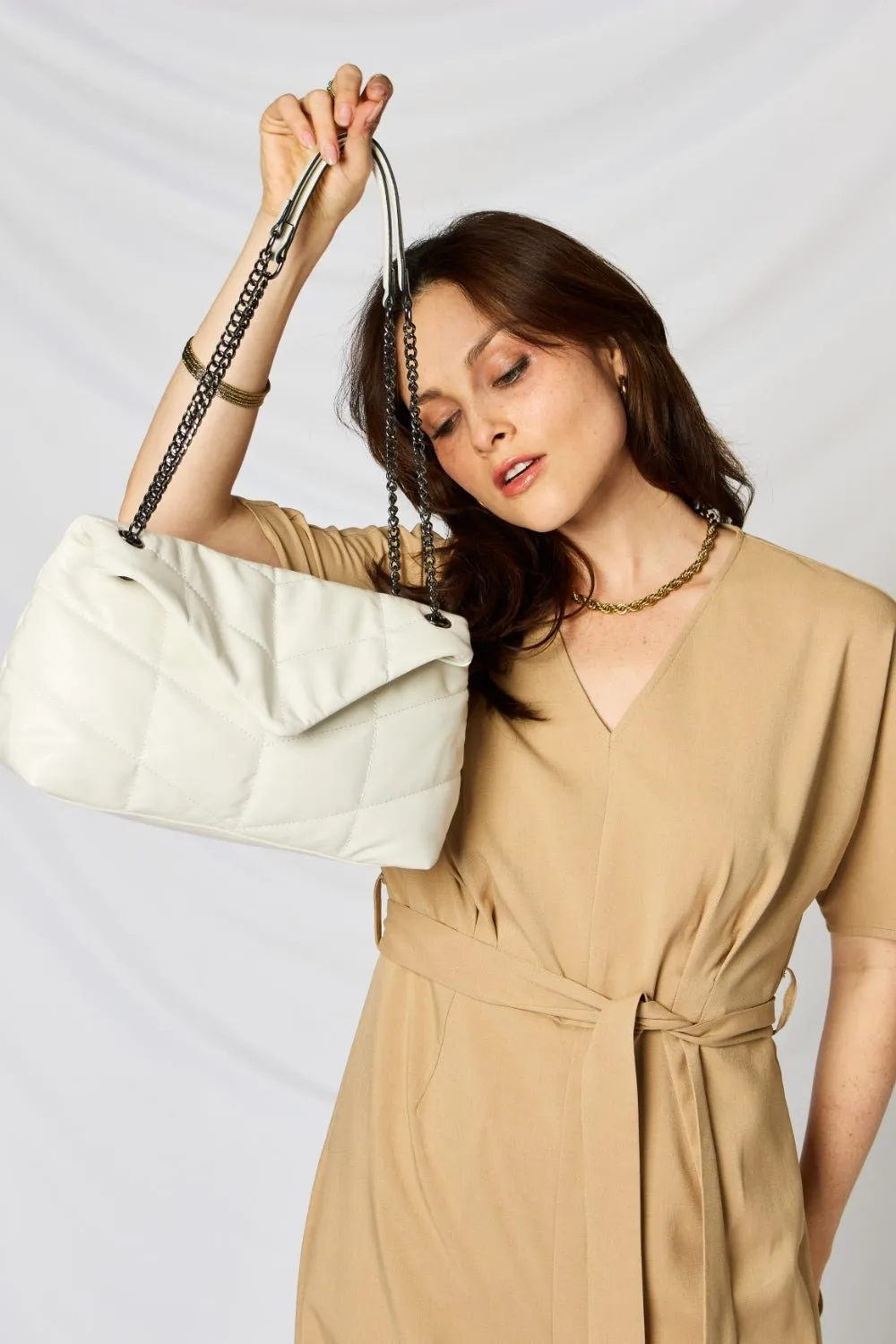 Faux Leather Chain Handbag