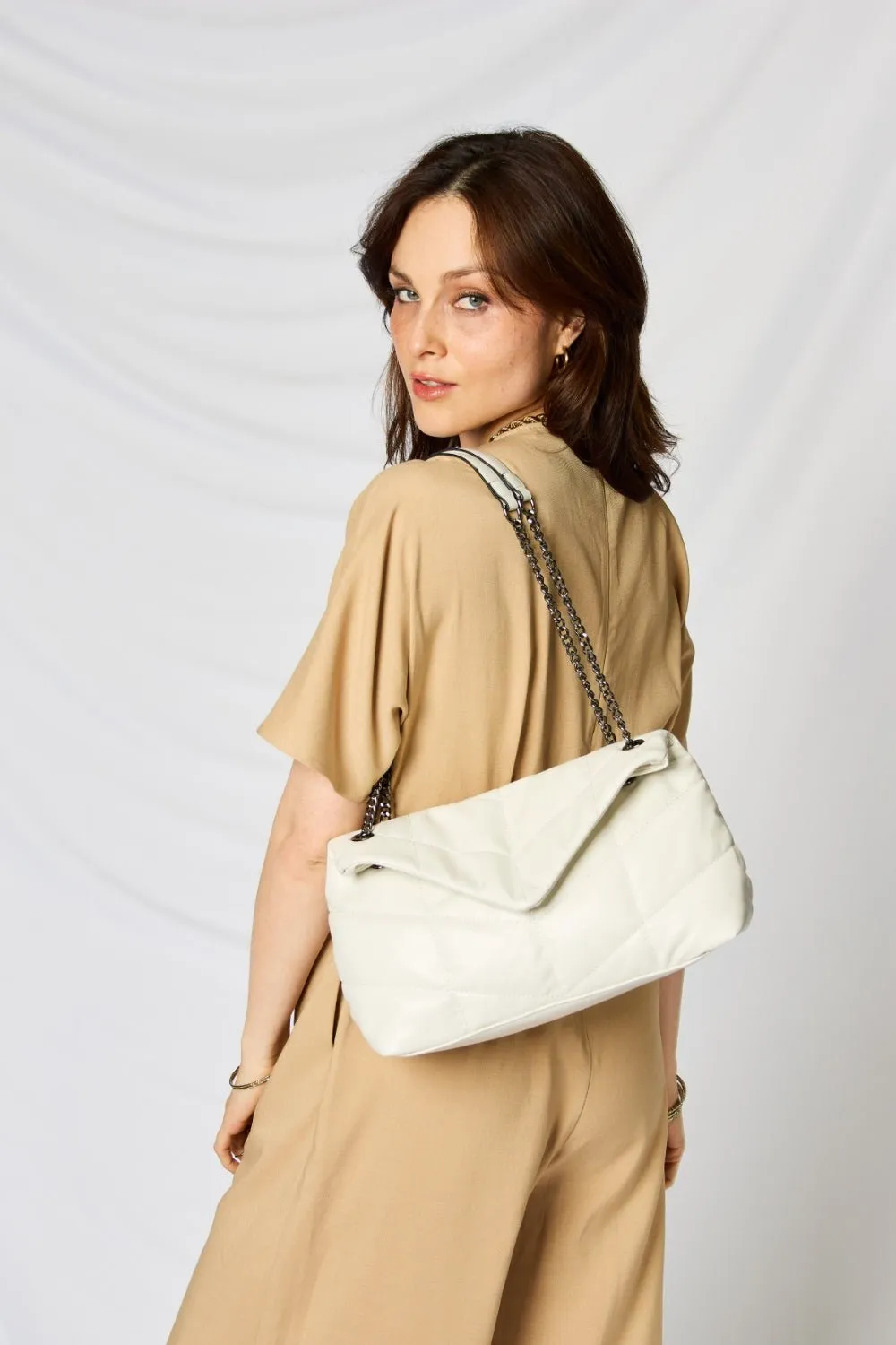 Faux Leather Chain Handbag