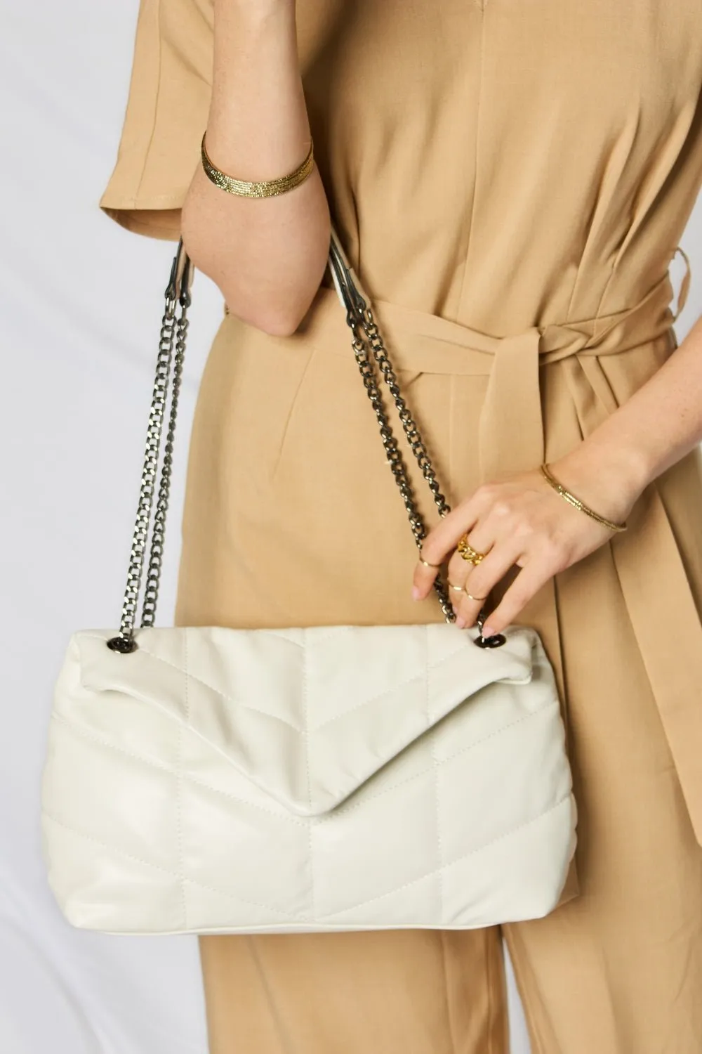 Faux Leather Chain Handbag