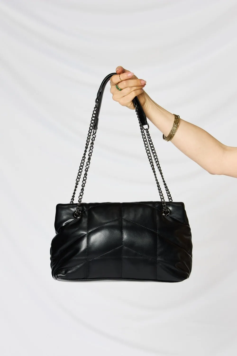 Faux Leather Chain Handbag