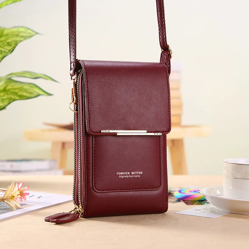 Faux Leather Phone Purse Mini Crossbody Shoulder Bag Cell Phone Pouch