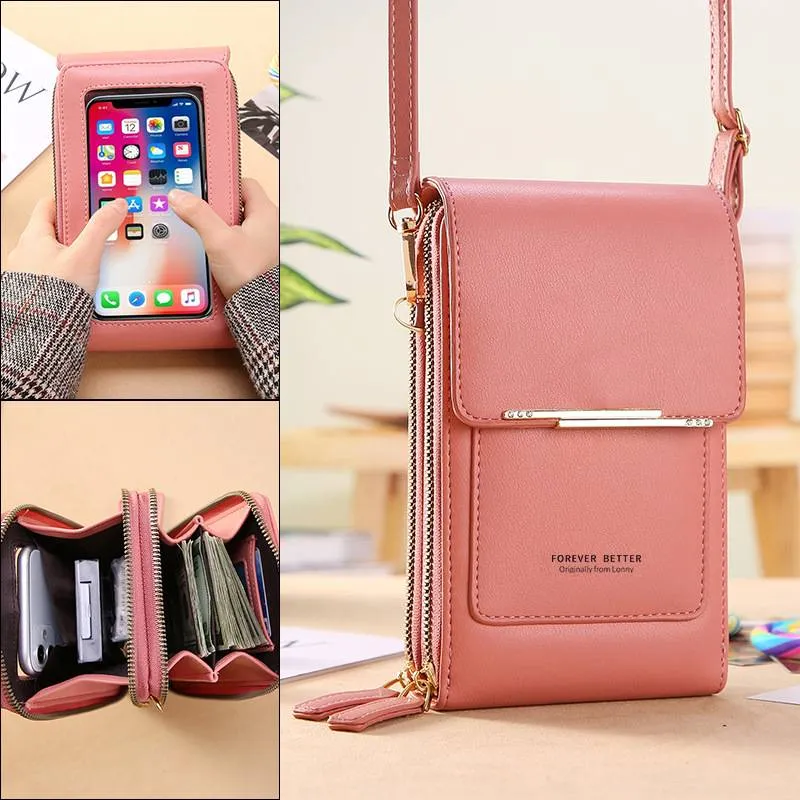 Faux Leather Phone Purse Mini Crossbody Shoulder Bag Cell Phone Pouch