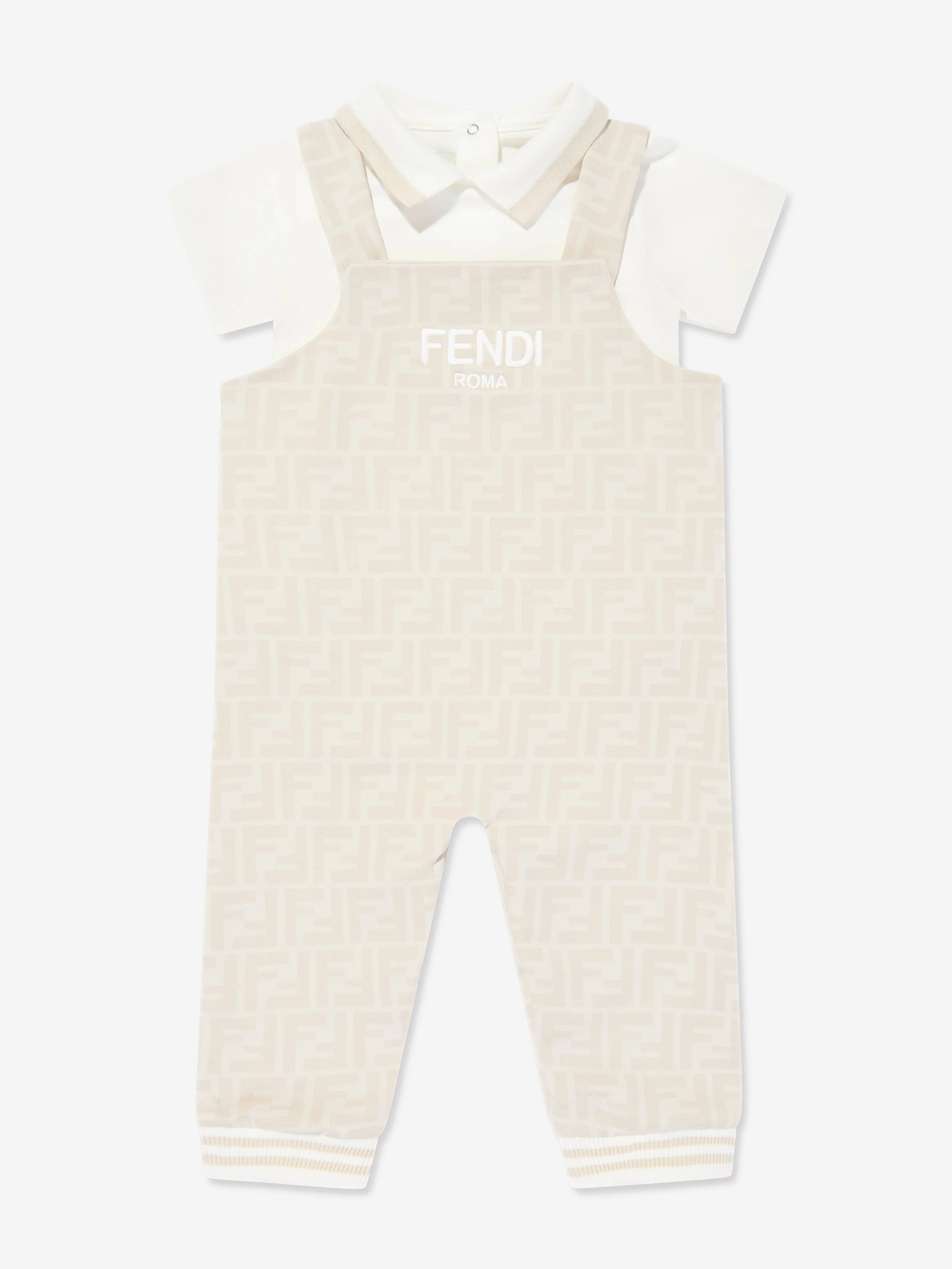 Fendi Baby Dungarees Set in Beige