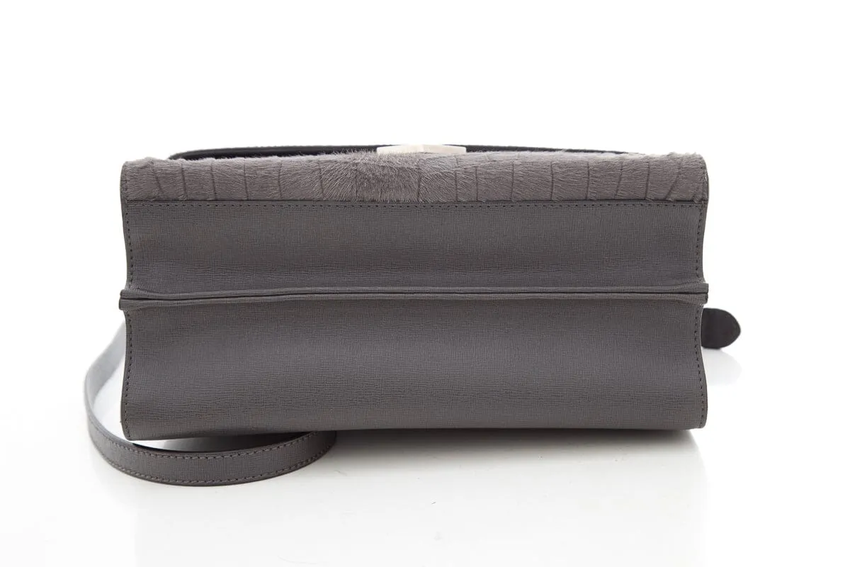 Fendi Grey Croc Calf Hair Printed Demi Jour Handbag