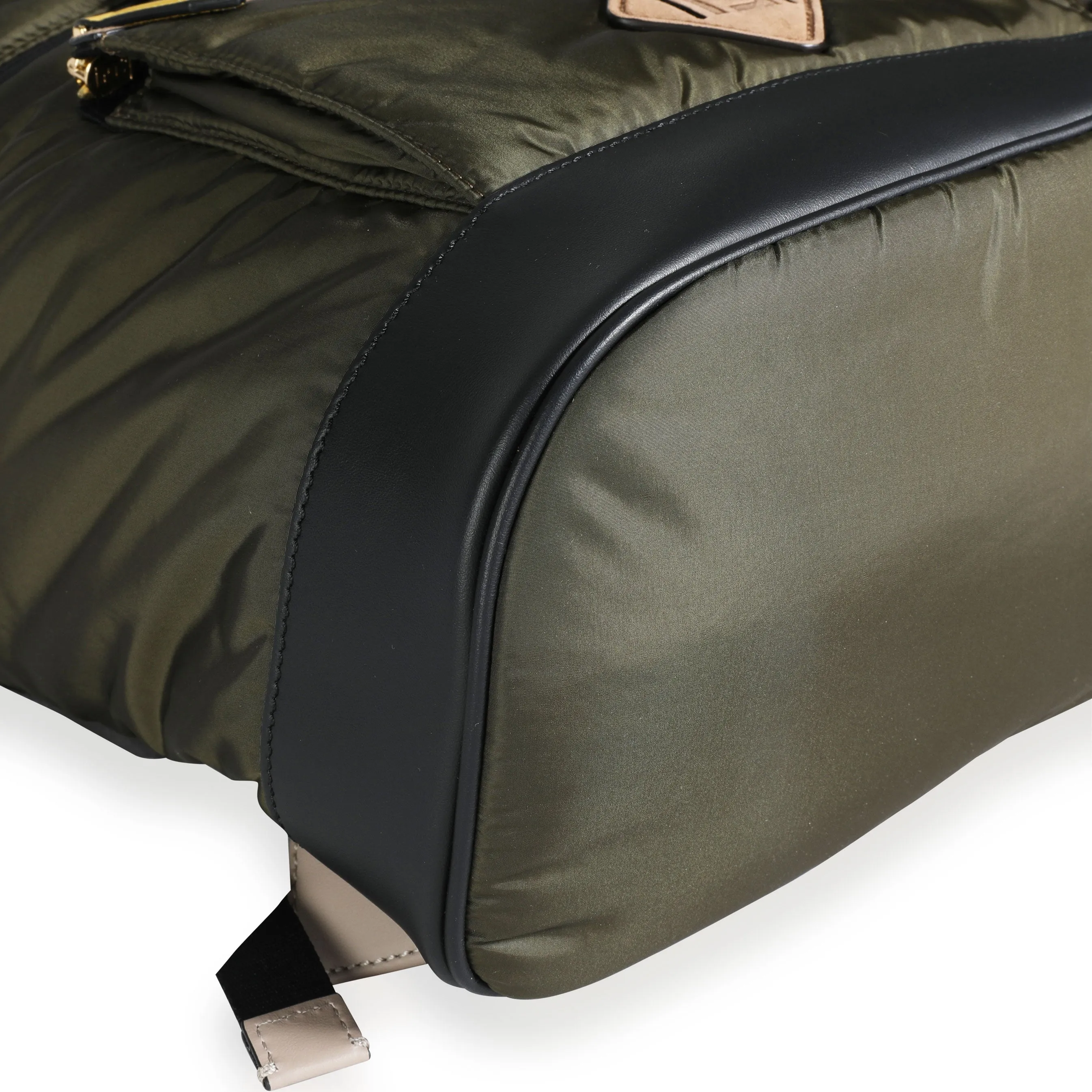 FENDI Military Nylon & Black Vitello Grace Leather Expandable Dolmias Backpack