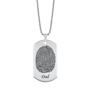 Fingerprint Dog Tag with Name High Polished