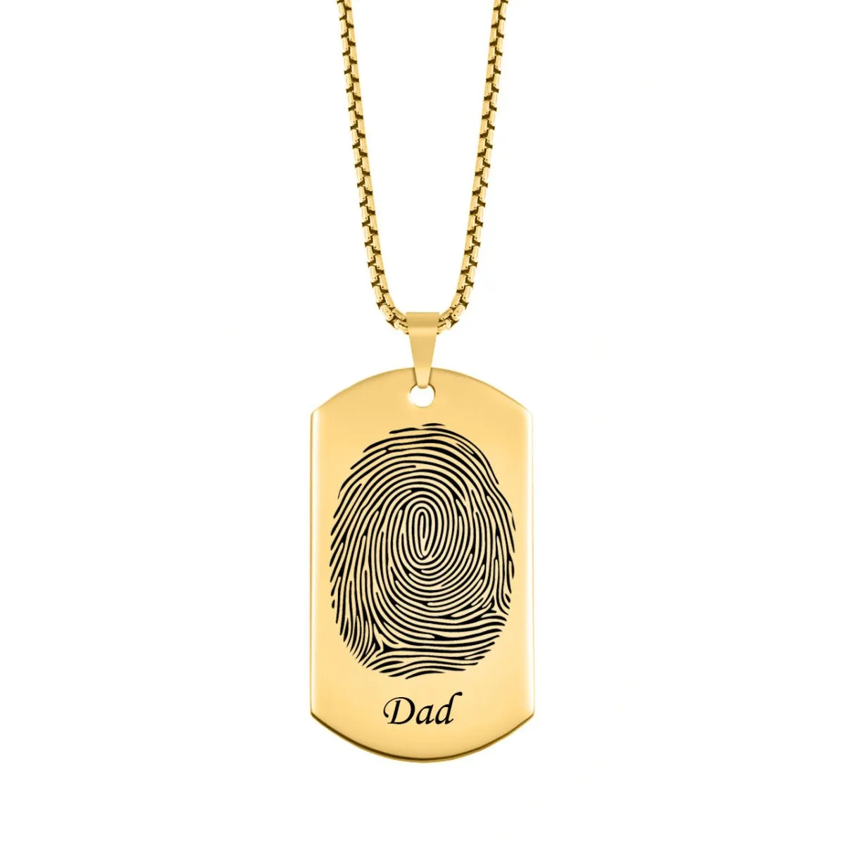 Fingerprint Dog Tag with Name High Polished