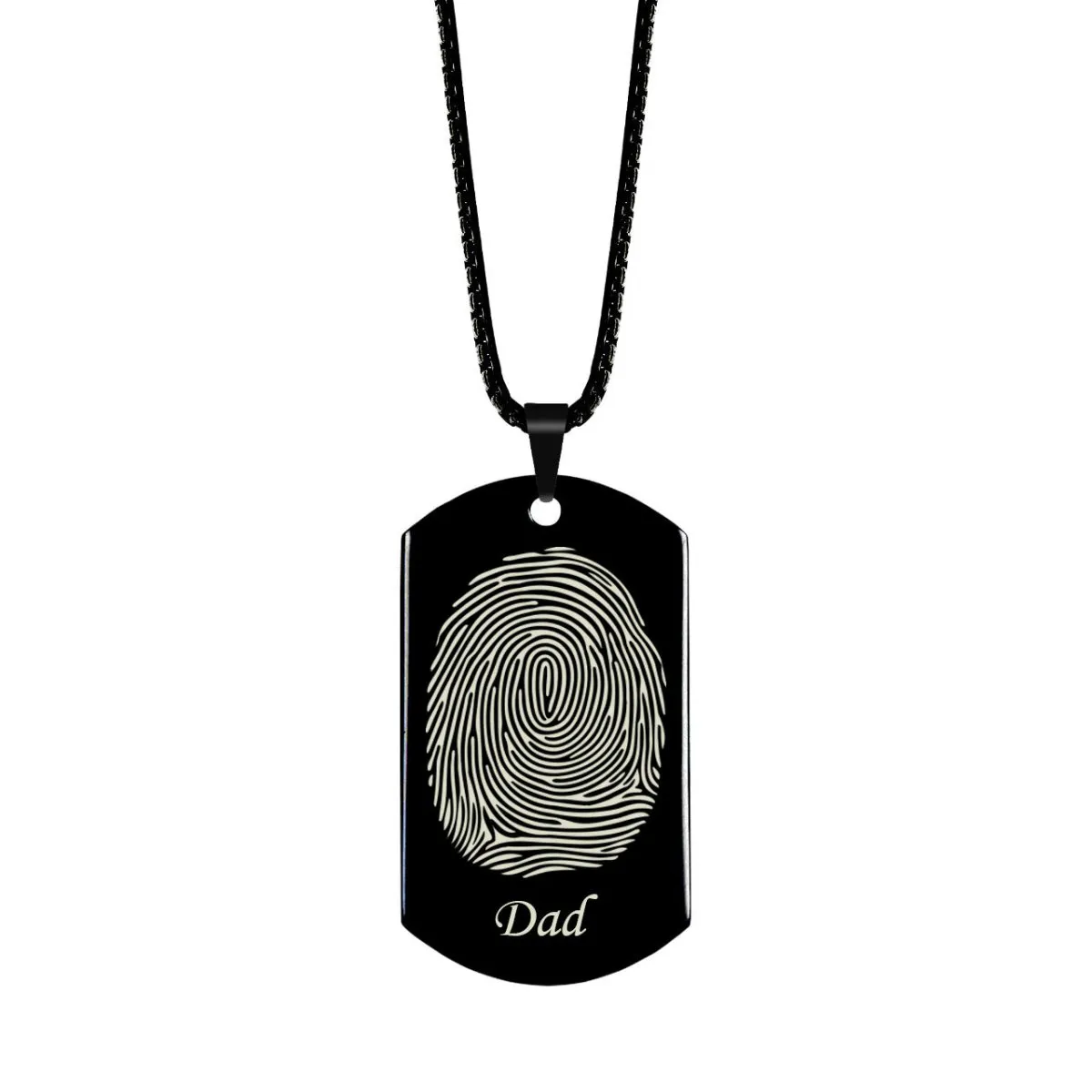 Fingerprint Dog Tag with Name High Polished
