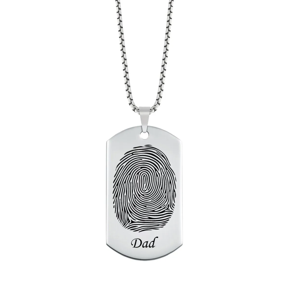 Fingerprint Dog Tag with Name High Polished