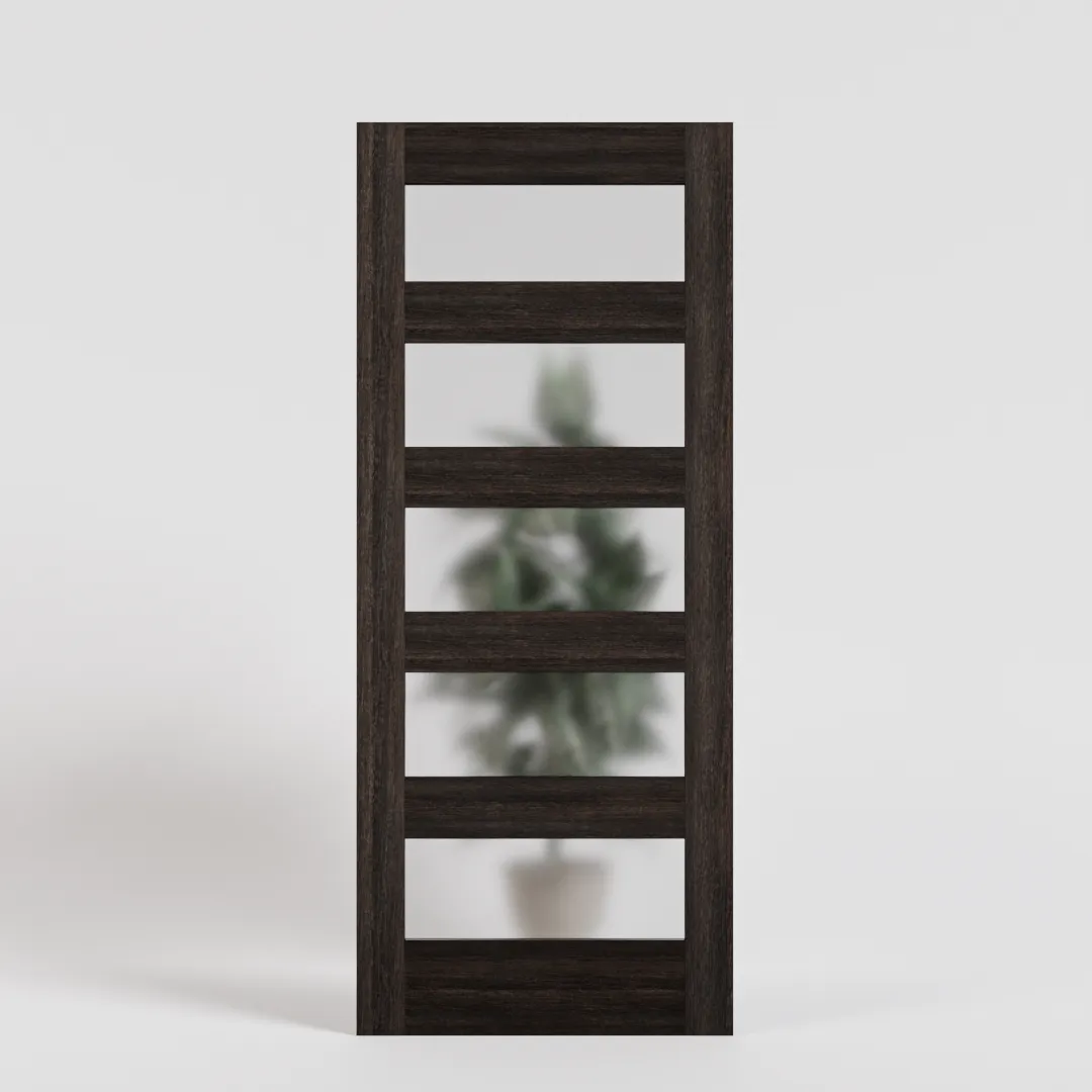 Five Panel Modern Pocket Door With Glass