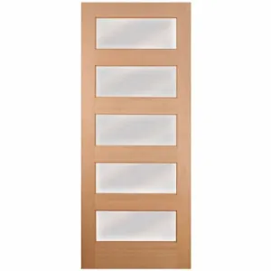 Five Panel Modern Sliding Barn Door With Glass
