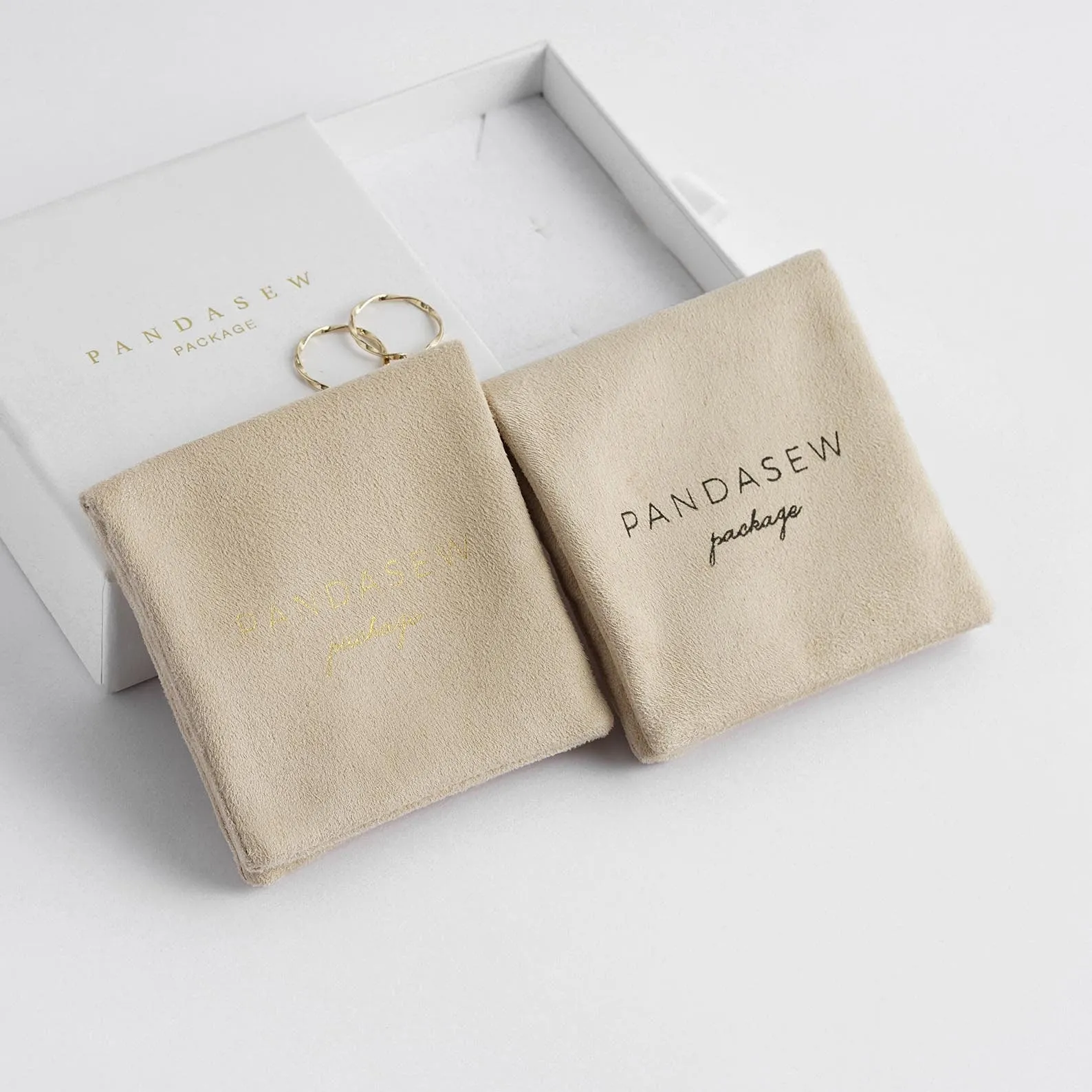 Flannel Flap Bag Envelope Double Layers Jewelry Pouch Pandasew Custom Logo 50pcs FLA-116