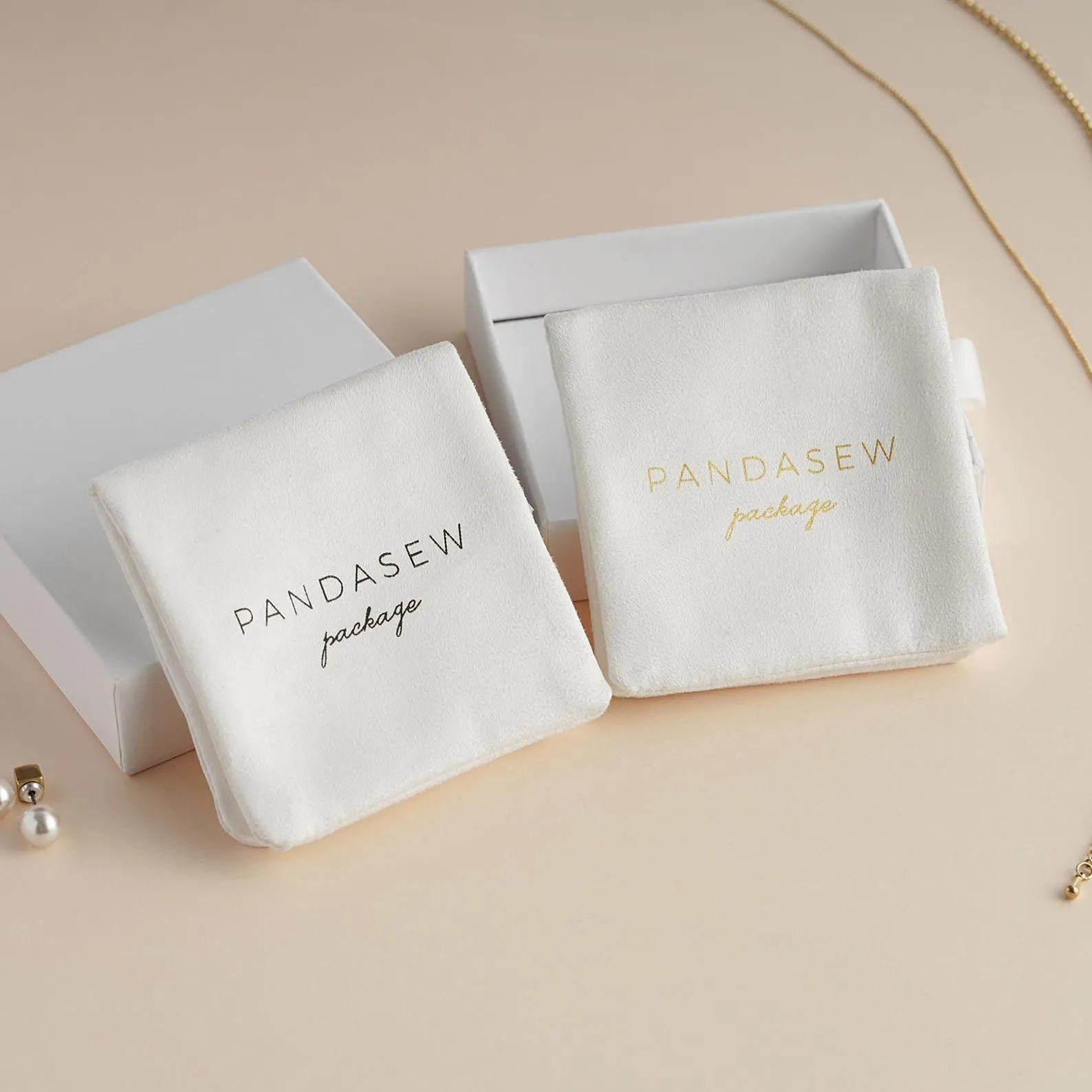 Flannel Flap Bag Envelope Double Layers Jewelry Pouch Pandasew Custom Logo 50pcs FLA-116