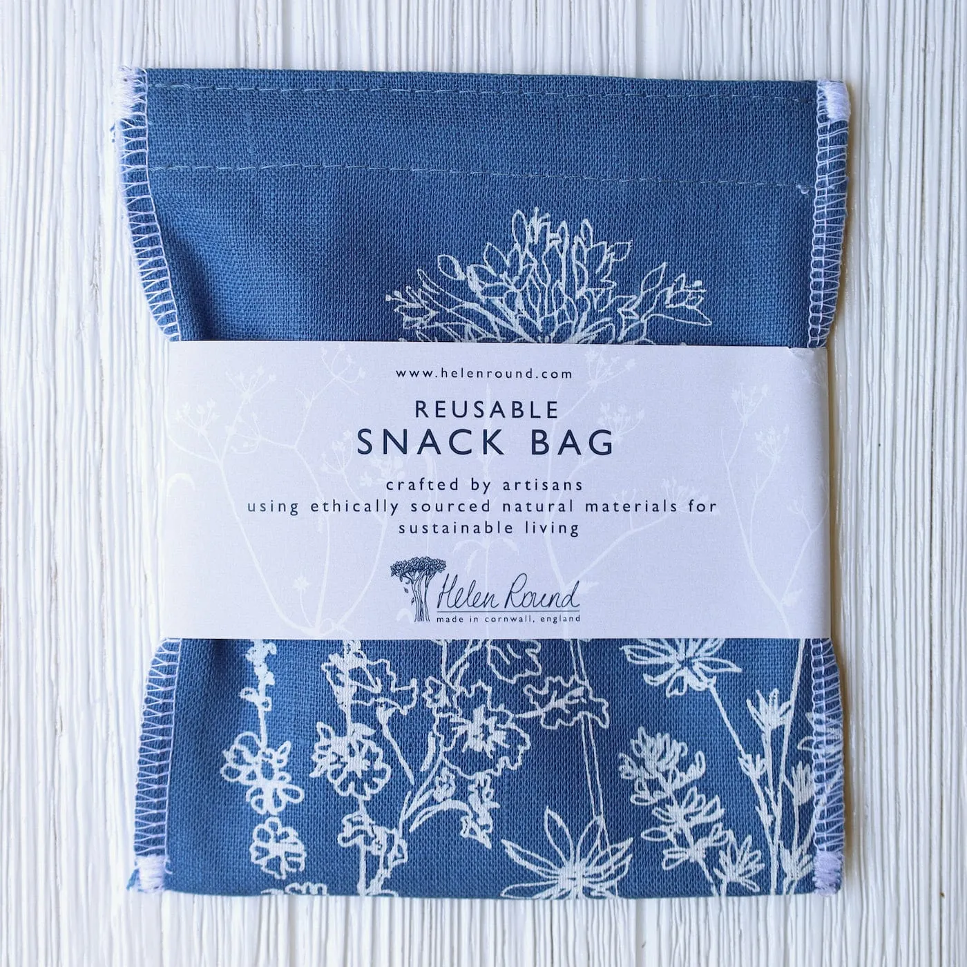 Garden Snack Bag ~ Indigo Blue Linen