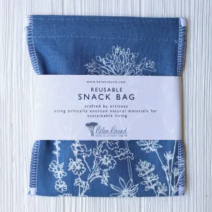 Garden Snack Bag ~ Indigo Blue Linen