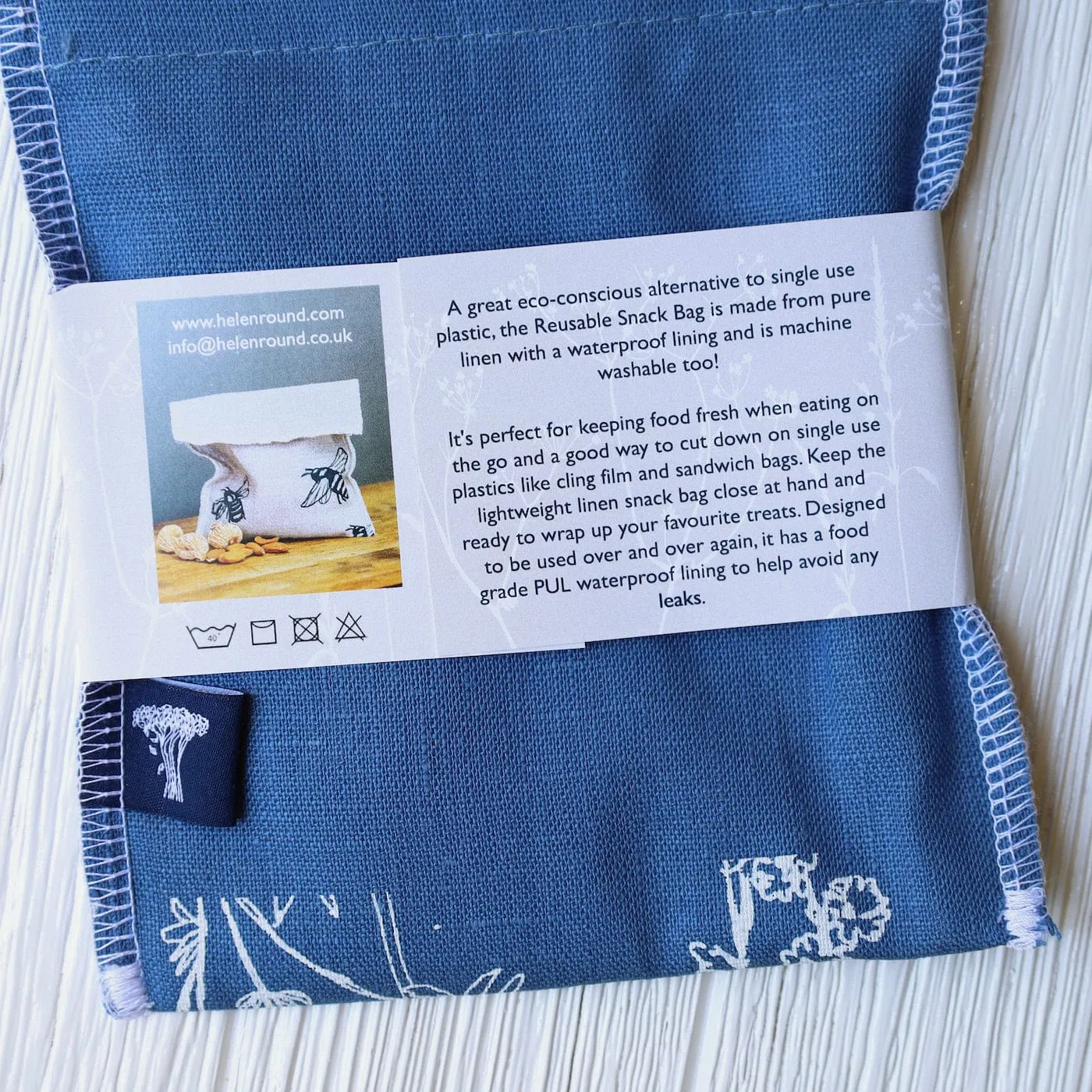 Garden Snack Bag ~ Indigo Blue Linen