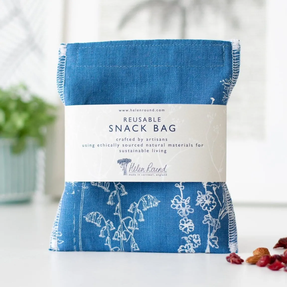 Garden Snack Bag ~ Indigo Blue Linen