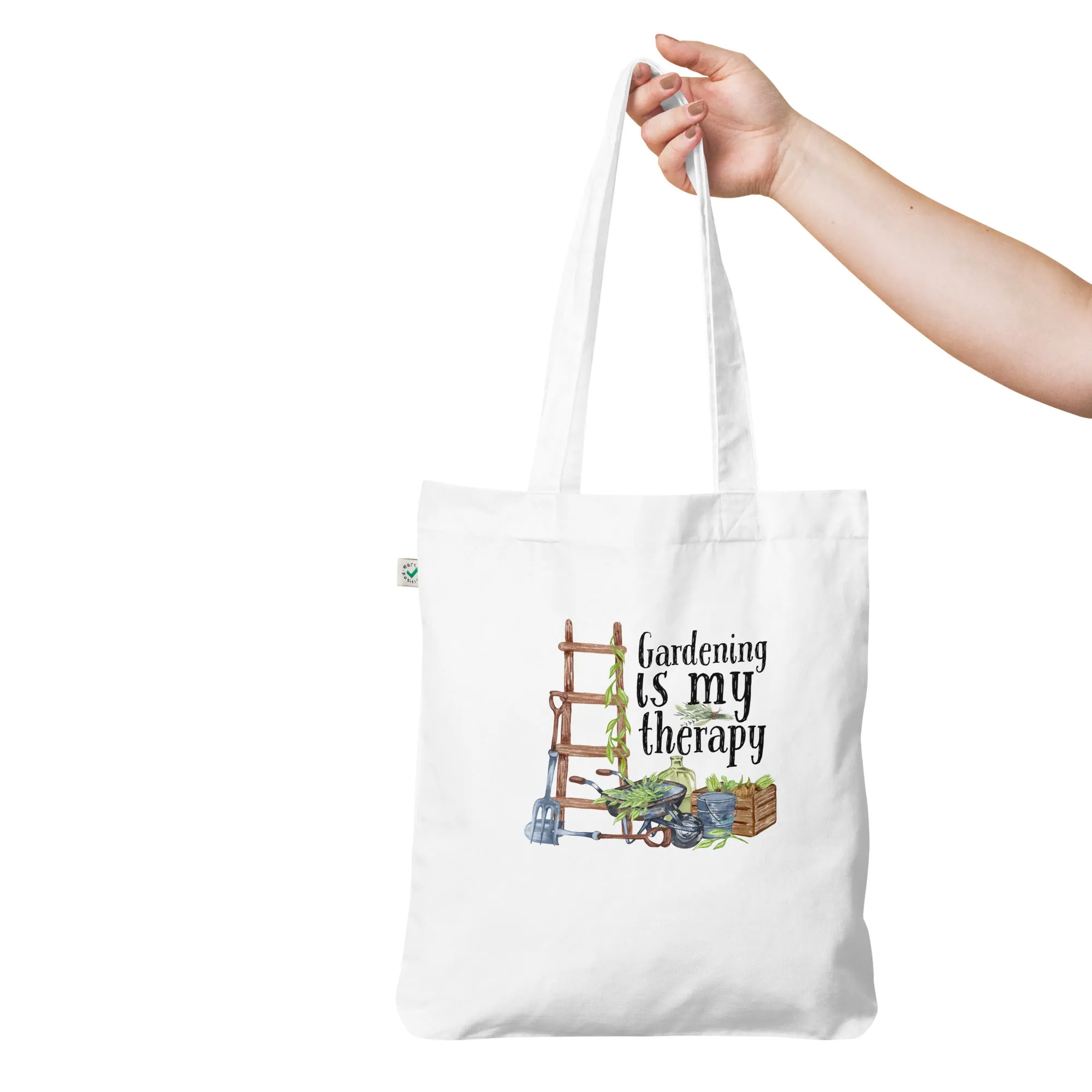 Gardening Is My Therapy Organic fashion tote bag