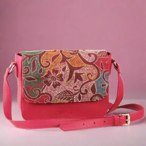 Genuine Leather Handcrafted Sling Bag Women (Cranberry)
