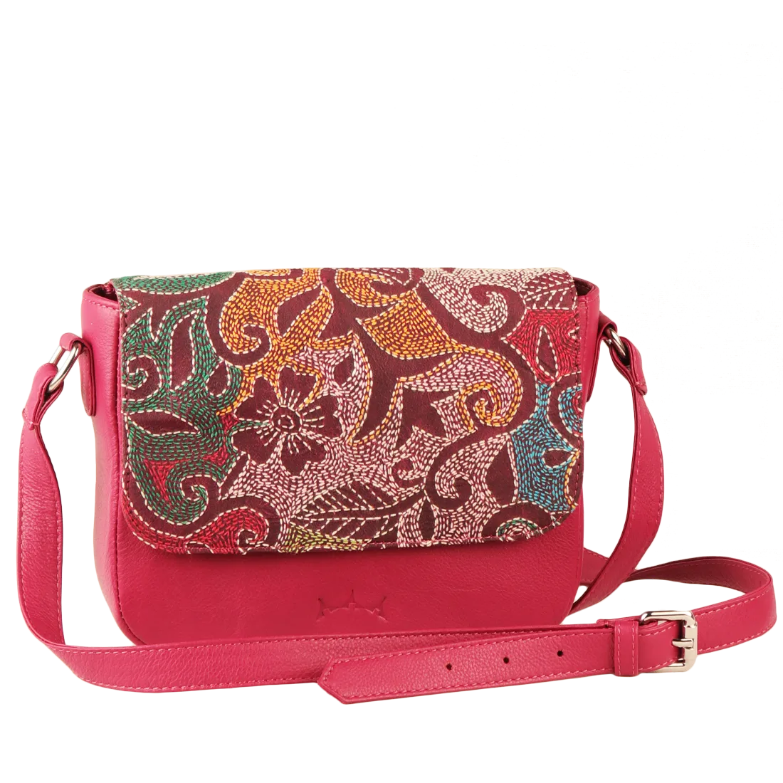 Genuine Leather Handcrafted Sling Bag Women (Cranberry)