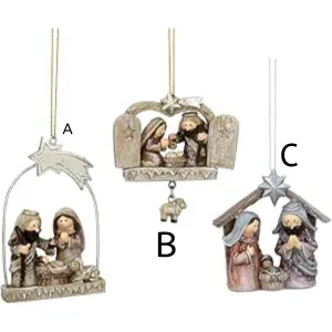 Gisela Graham Pastel Resin Nativity Hanging Decoration (Choice of 3)