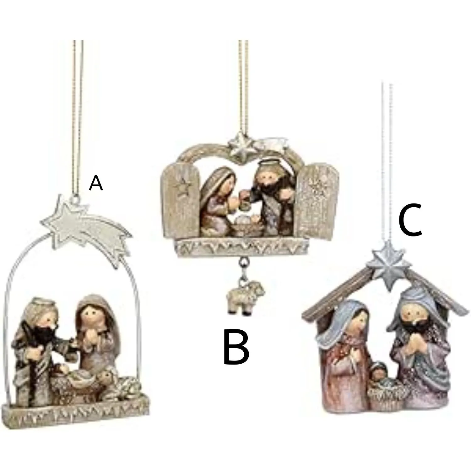 Gisela Graham Pastel Resin Nativity Hanging Decoration (Choice of 3)