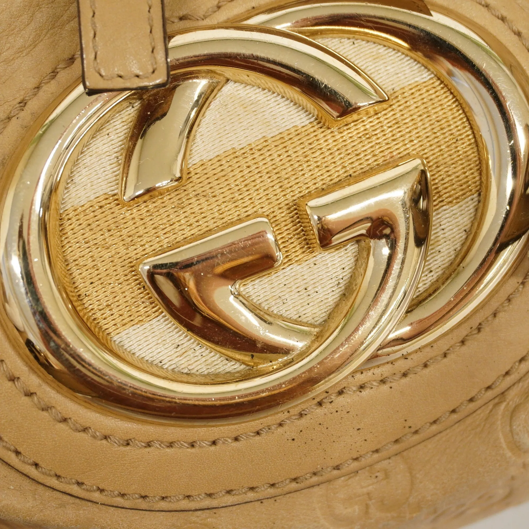 GUCCI ssima Handbag 170009 Women's Leather Handbag Beige