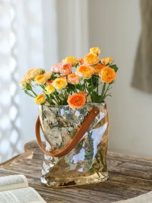 Handbag Style Glass Flower Vase
