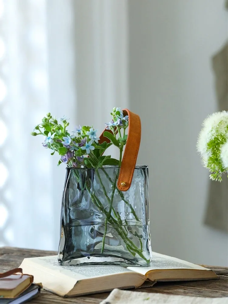 Handbag Style Glass Flower Vase
