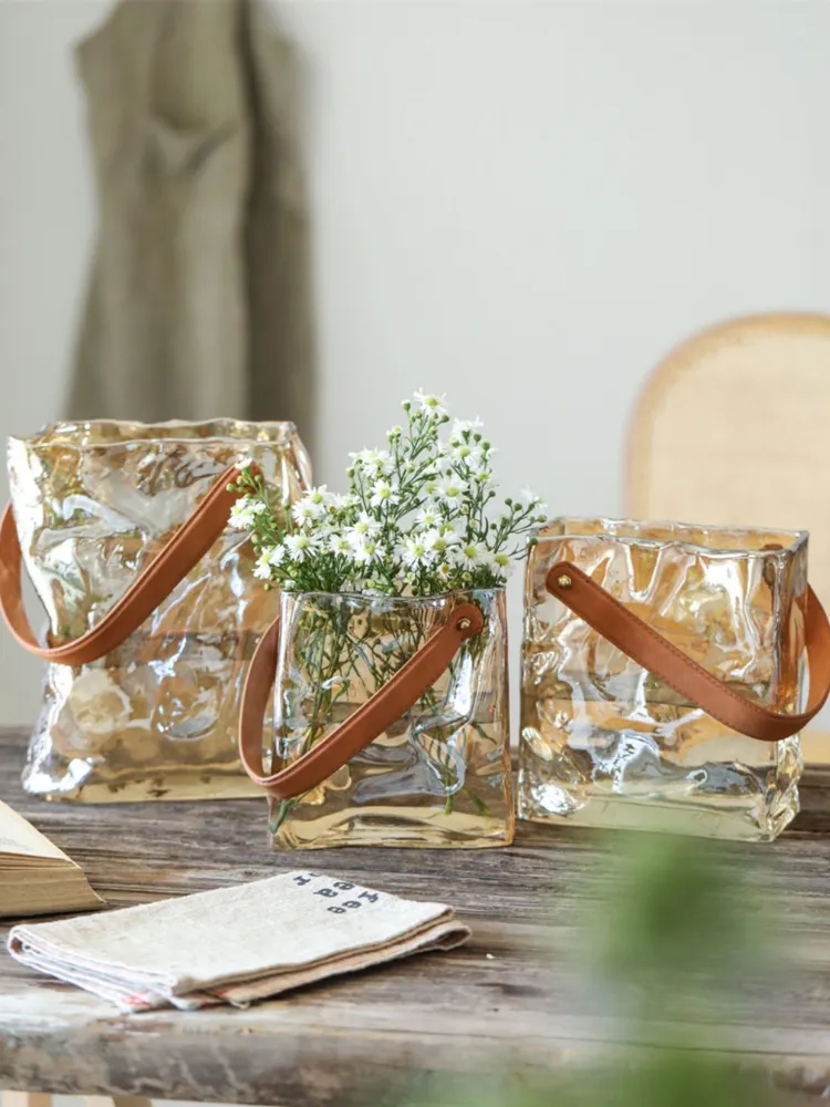 Handbag Style Glass Flower Vase