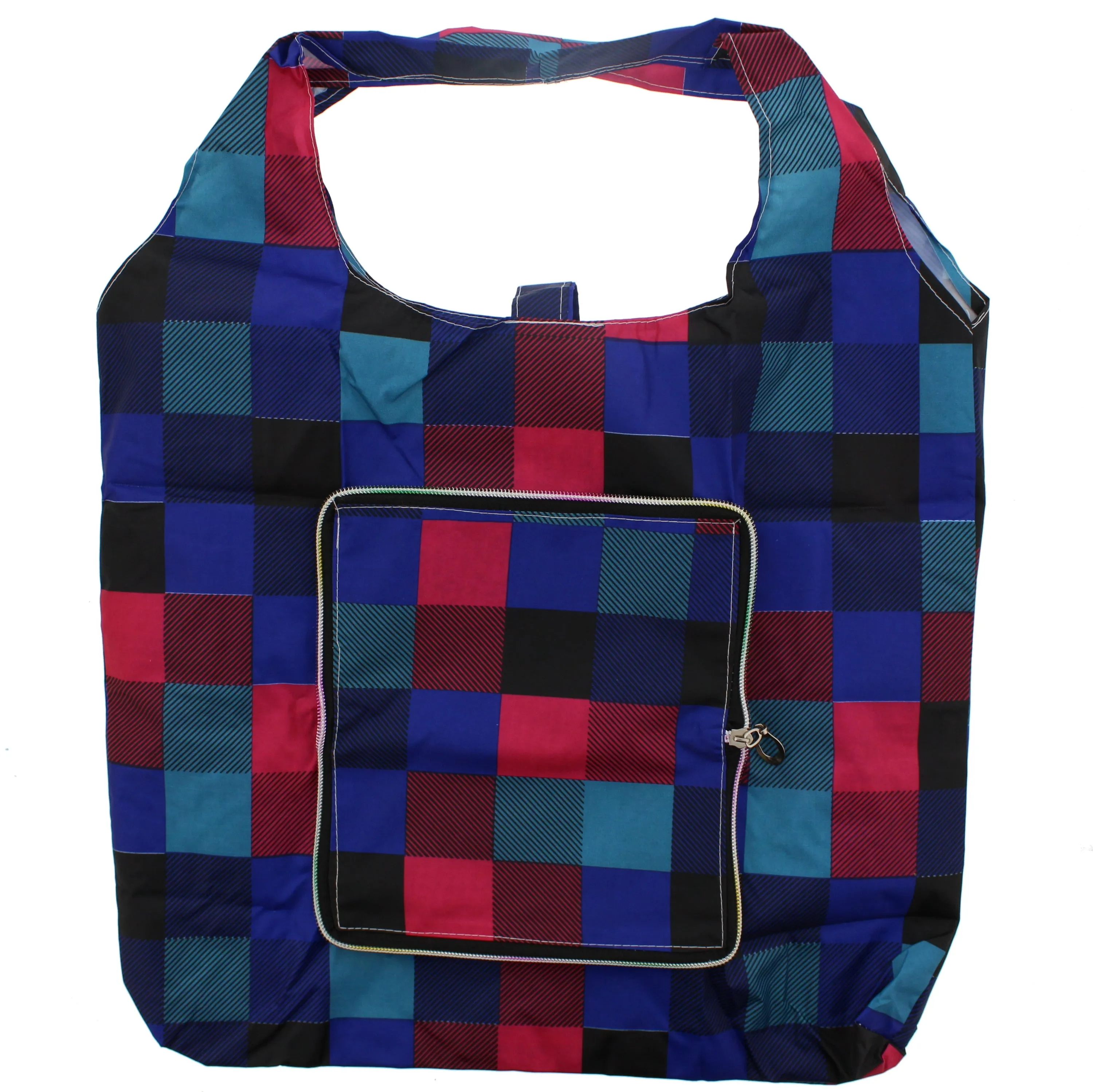 Heavy Duty Checkered Shopping Bag in Zip Wallet