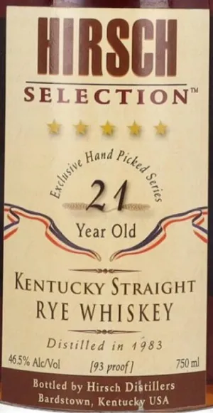 Hirsch Selection 21 Year Old Kentucky Straight Rye Whiskey
