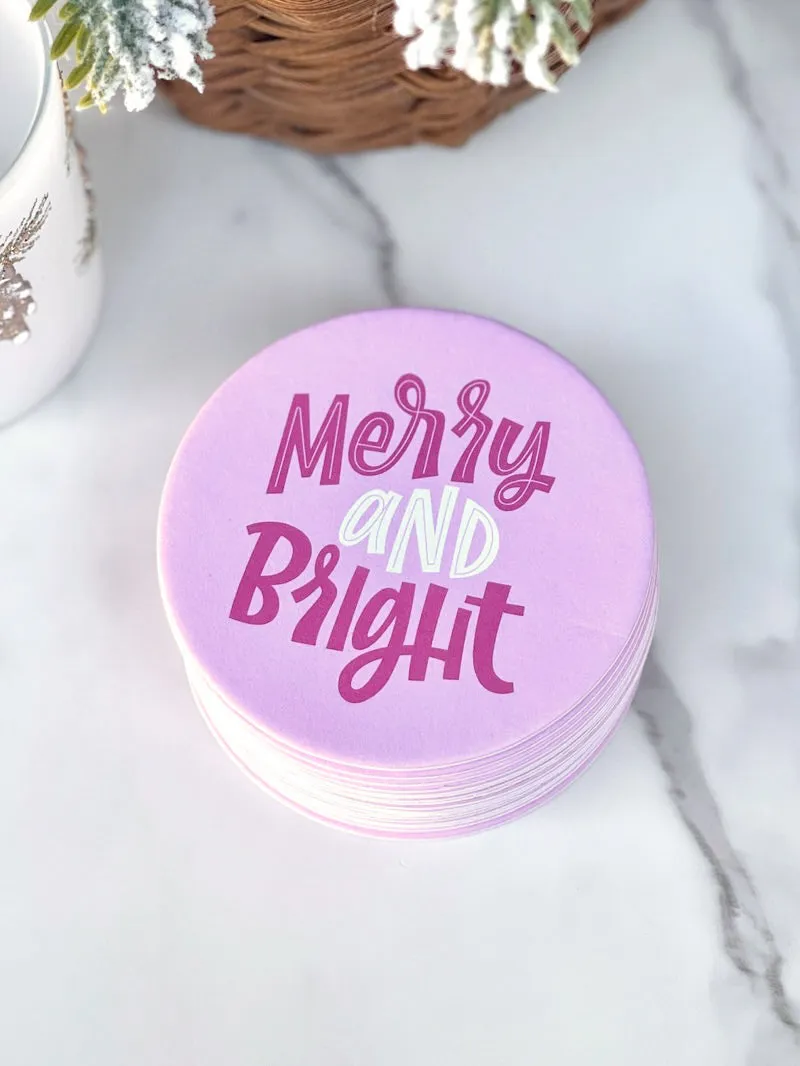 Ho Ho Ho Cocktails Coaster - White/Pink
