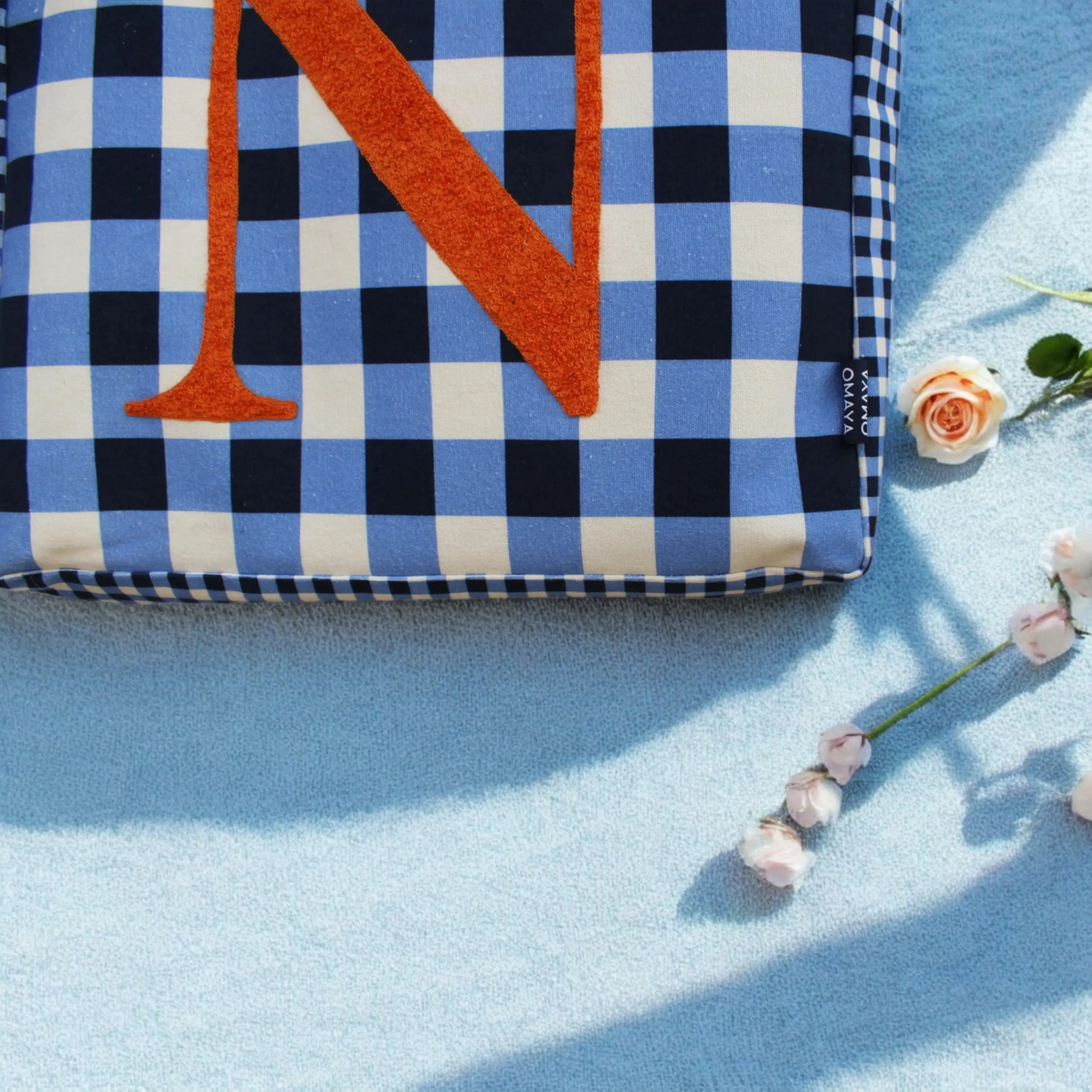 House of Omaya ( N )Alphabet Printed Customizable Embroidery Name Initial Canvas Tote bag 34x36 cm. Personalized tote bag Name Initial tote bag