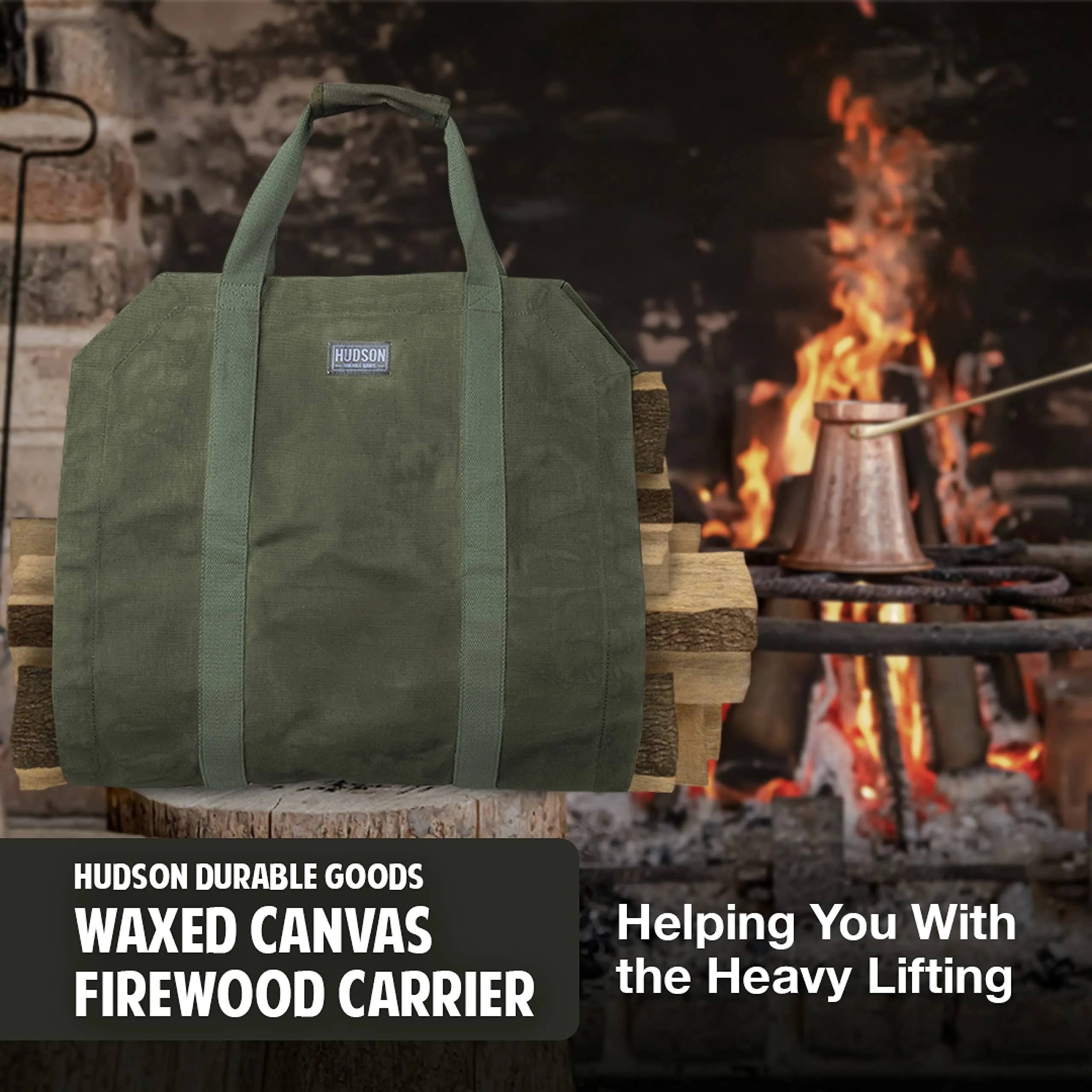 Hudson Durable Goods HDG Waxed Canvas Firewood Bag - Parent listing