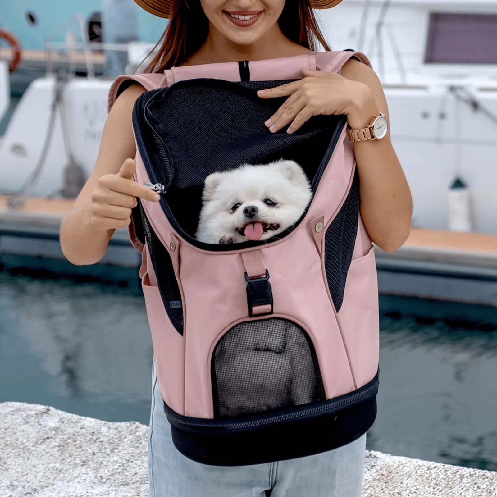 Ibiyaya Ultralight Backpack Dog/Cat Pet Carrier - Coral Pink