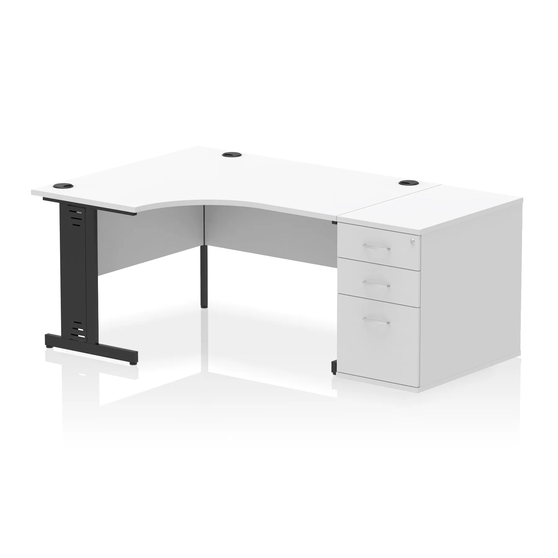 Impulse 1400mm Cable Managed Left Crescent Desk Workstation