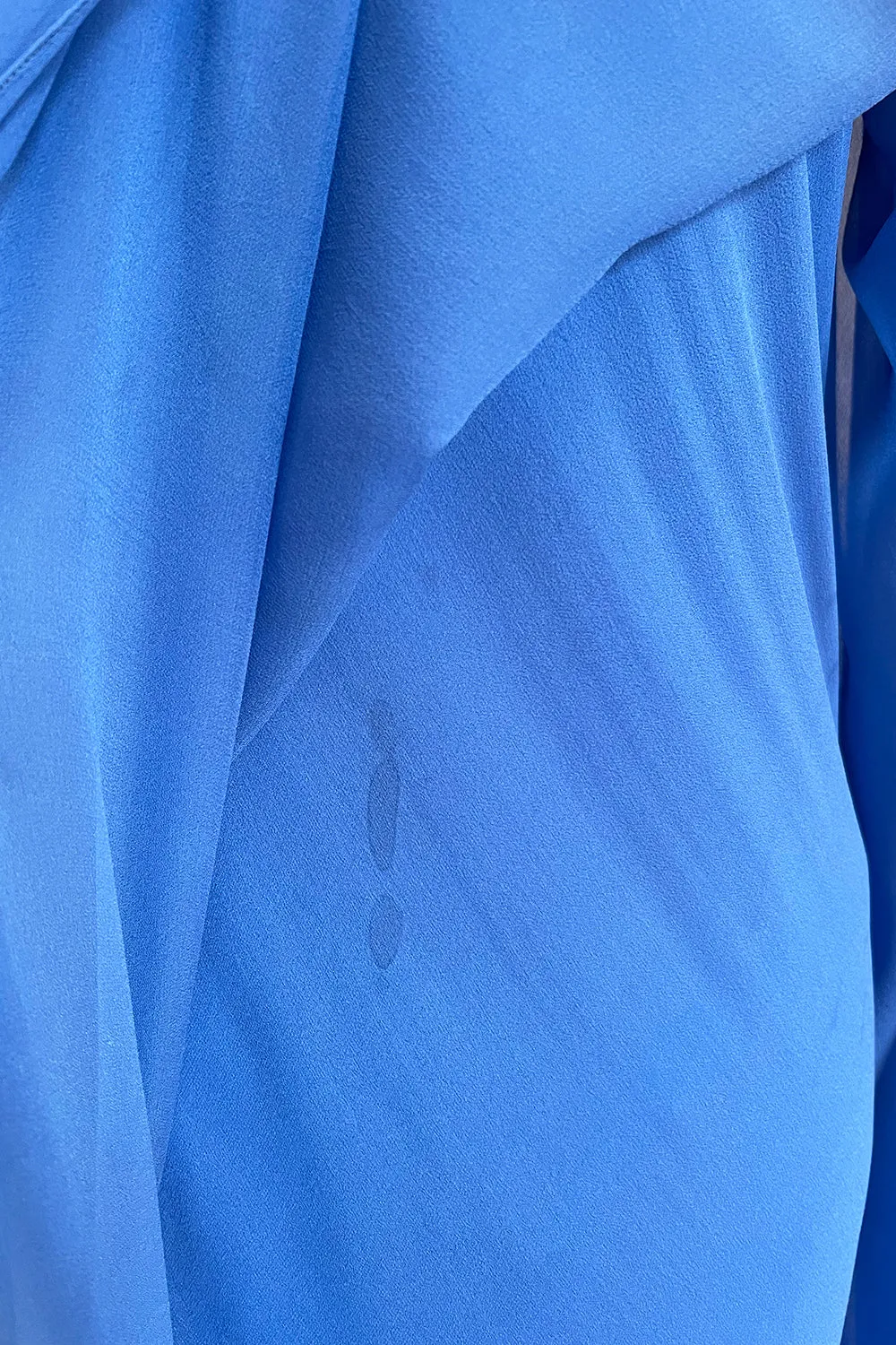 Incredible 1973 Halston One Shoulder Couture Brilliant Blue Silk Chiffon Dress