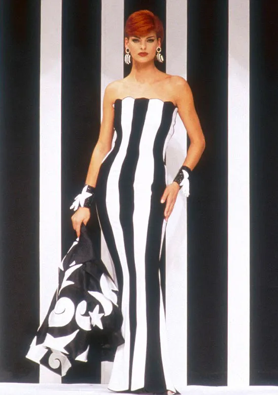 Instantly Recognizable Spring 1992 Valentino Strapless All White Vertical Paneled Dress