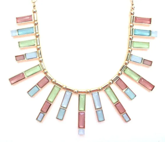 Jeweled Pastel Spike Necklace